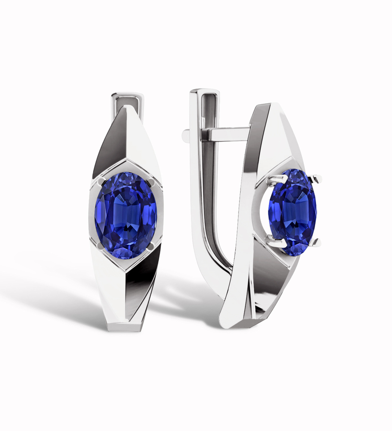 Золотые серьги с сапфиром