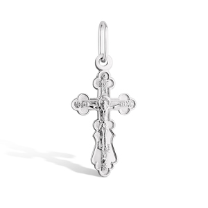 Крест православный из белого золота «Спаси и сохрани»