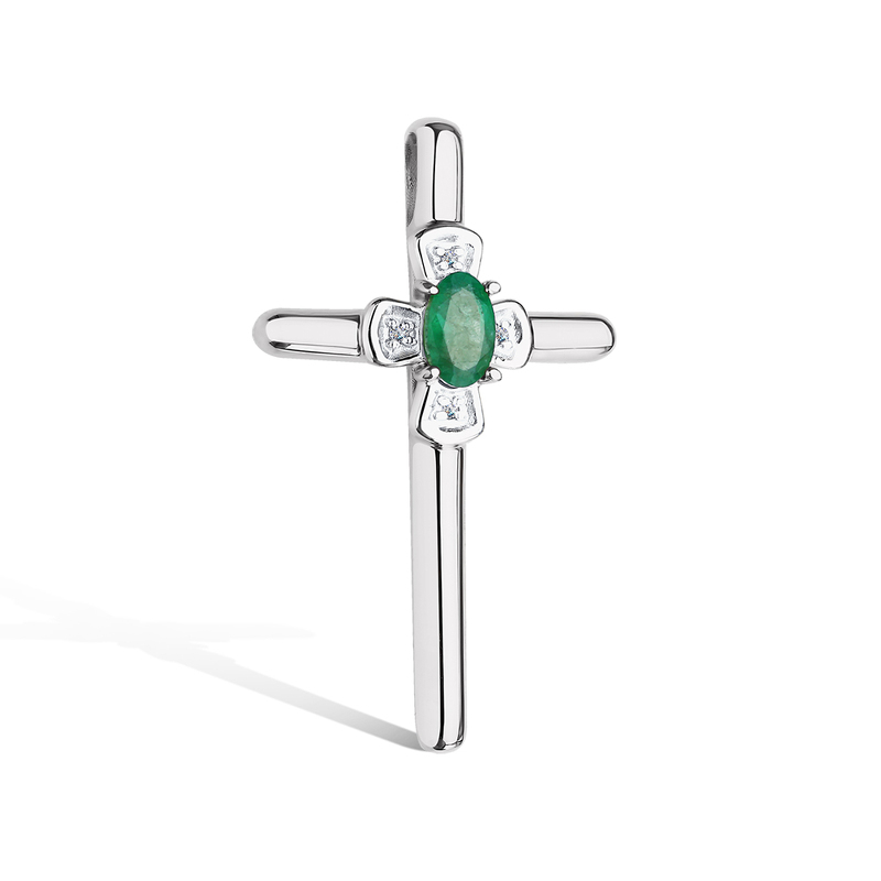 Золотой крест с изумрудом и бриллиантами
