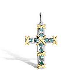 Золотой крест «Этерна» с изумрудами