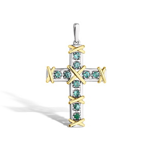 Золотой крест «Этерна» с изумрудами