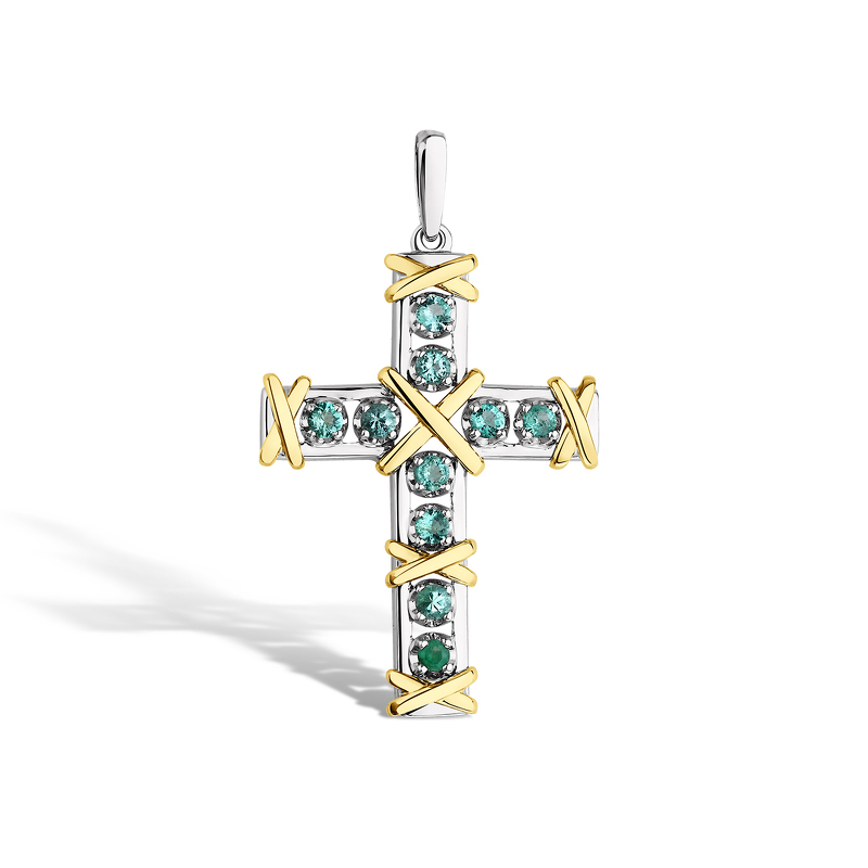 Золотой крест «Этерна» с изумрудами