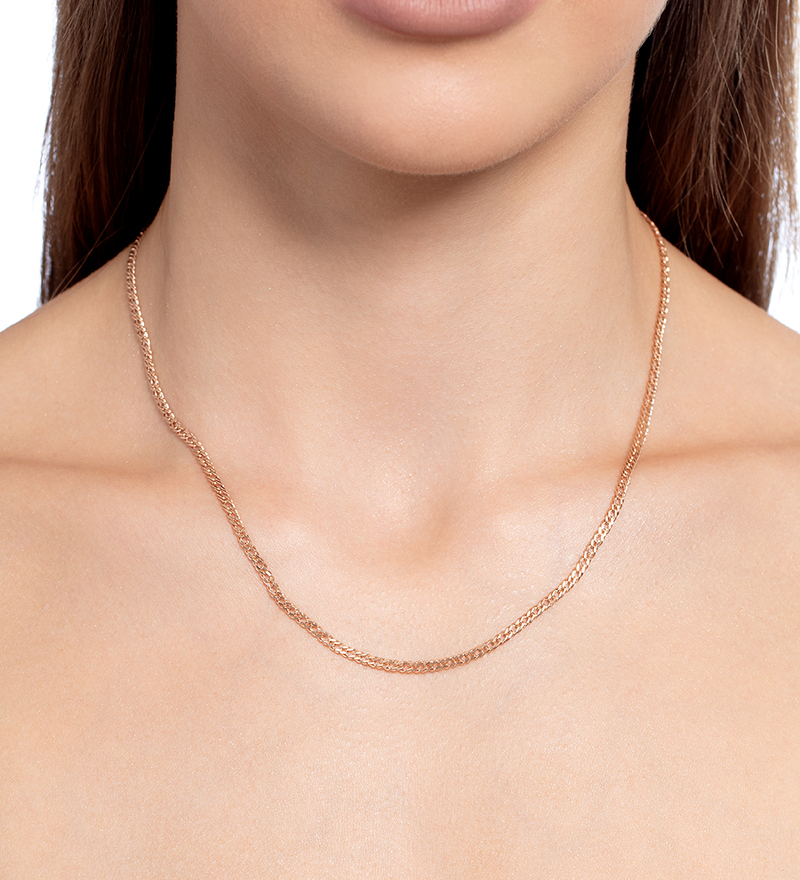 Золотая цепь «Ромб двойной» с алмазной огранкой