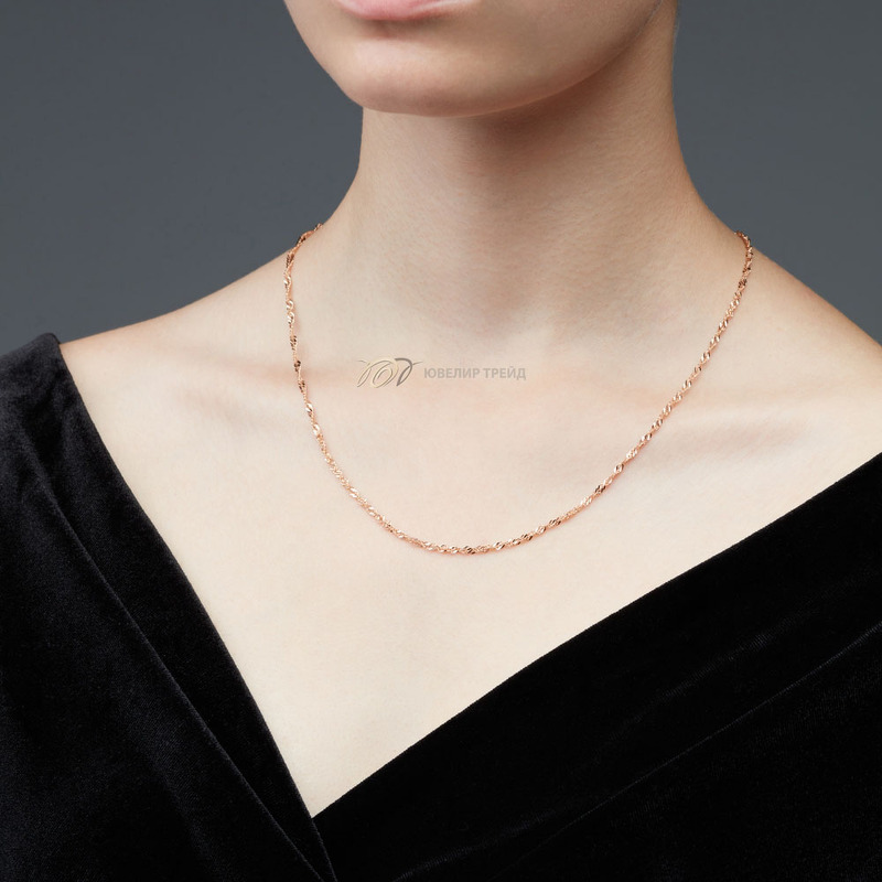 Золотая цепь «Сингапур» с алмазной огранкой