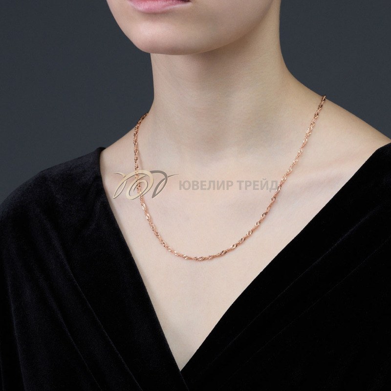 Золотая цепь «Сингапур» с алмазной огранкой