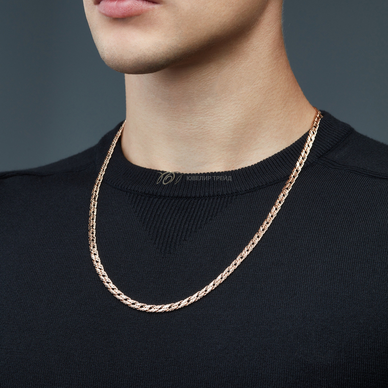 Золотая цепь «Ромб тройной» с алмазной огранкой