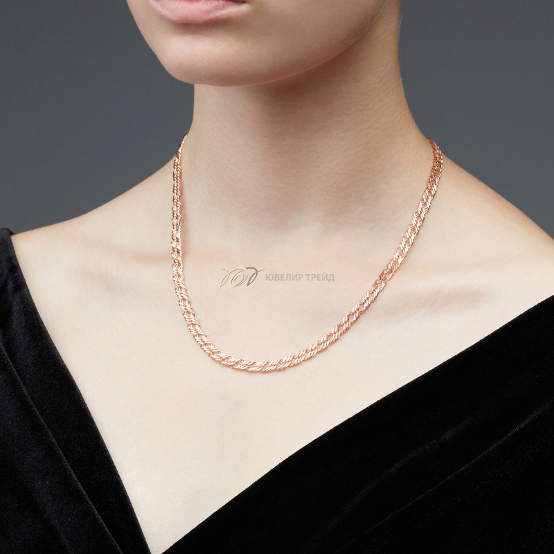 Золотая цепь «Ромб тройной» с алмазной огранкой