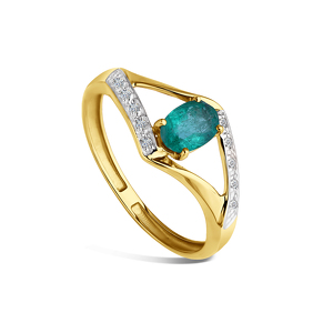 Золотое кольцо с изумрудом и бриллиантами