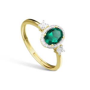 Золотое кольцо с изумрудом и бриллиантами