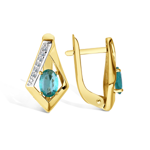 Золотые серьги с изумрудом и бриллиантами