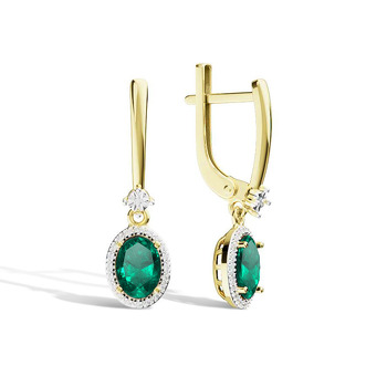 Золотые серьги с изумрудом и бриллиантами