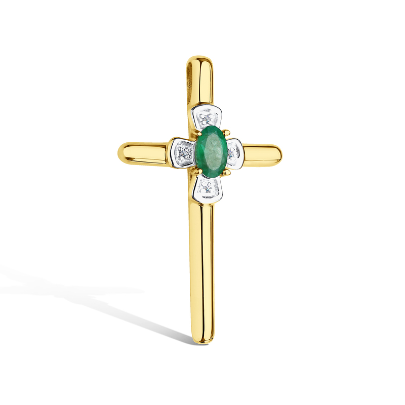 Золотой крест с изумрудом и бриллиантами