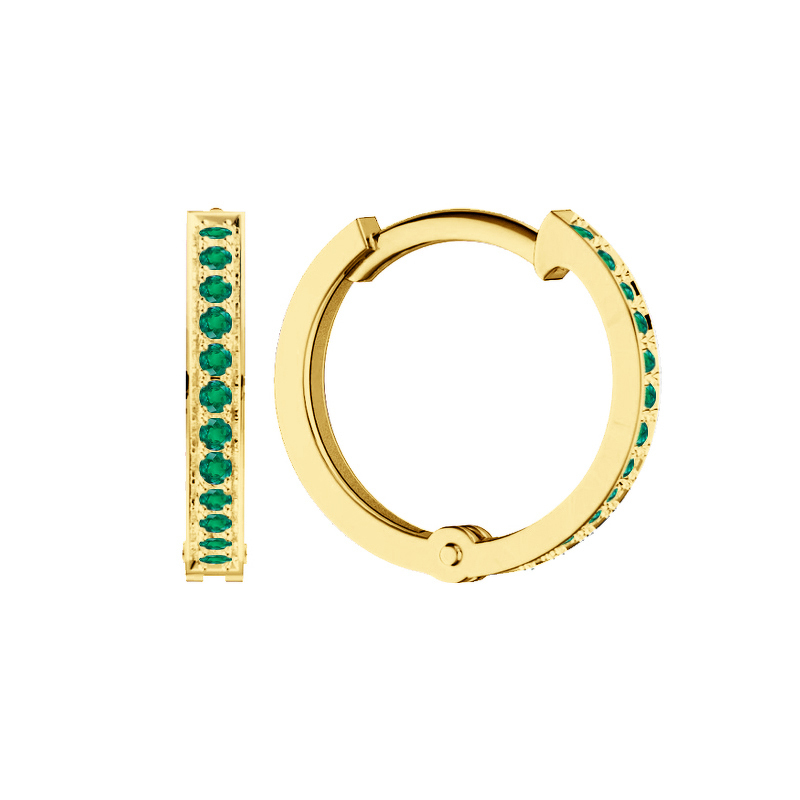 Золотые серьги-конго с изумрудами