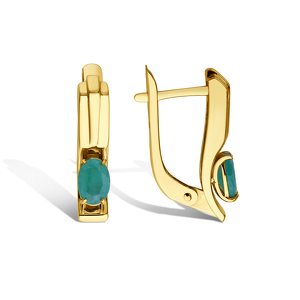 Золотые серьги с изумрудом