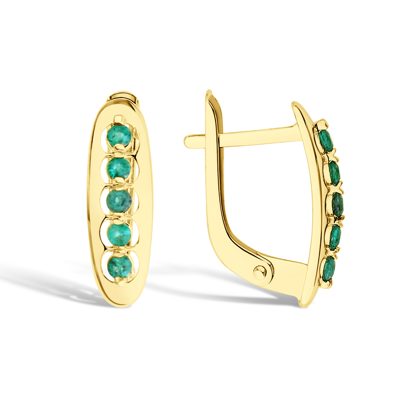 Золотые серьги с изумрудами