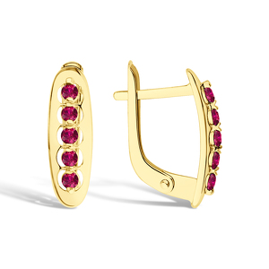 Золотые серьги с рубинами