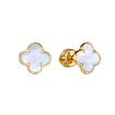 Золотые серьги-пусеты «Четыре лепестка удачи» с перламутром