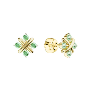 Золотые серьги-пусеты «Этерна» с изумрудами
