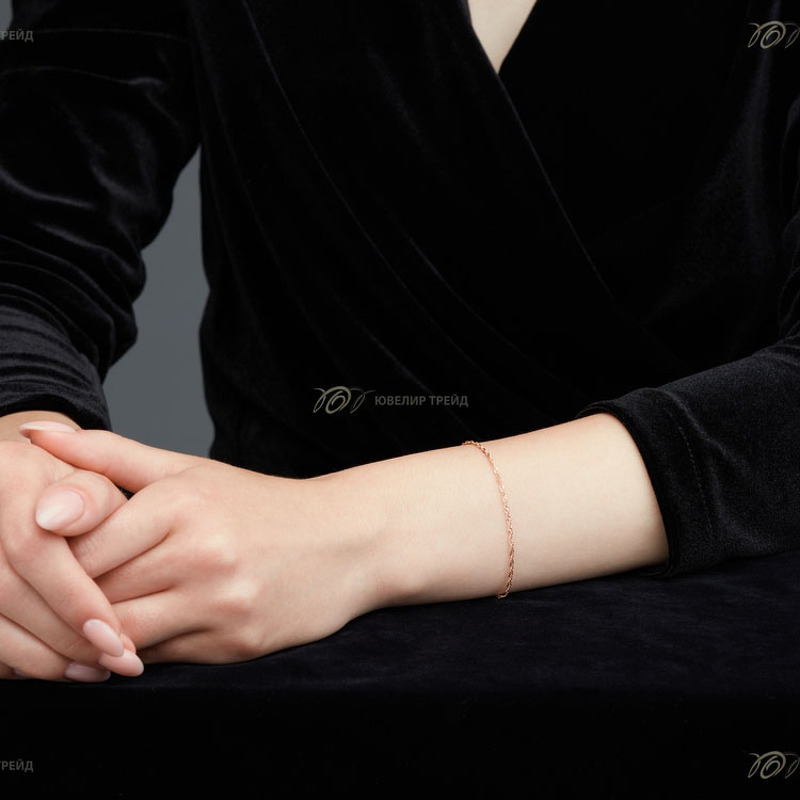 Золотой браслет «Сингапур» с алмазной огранкой