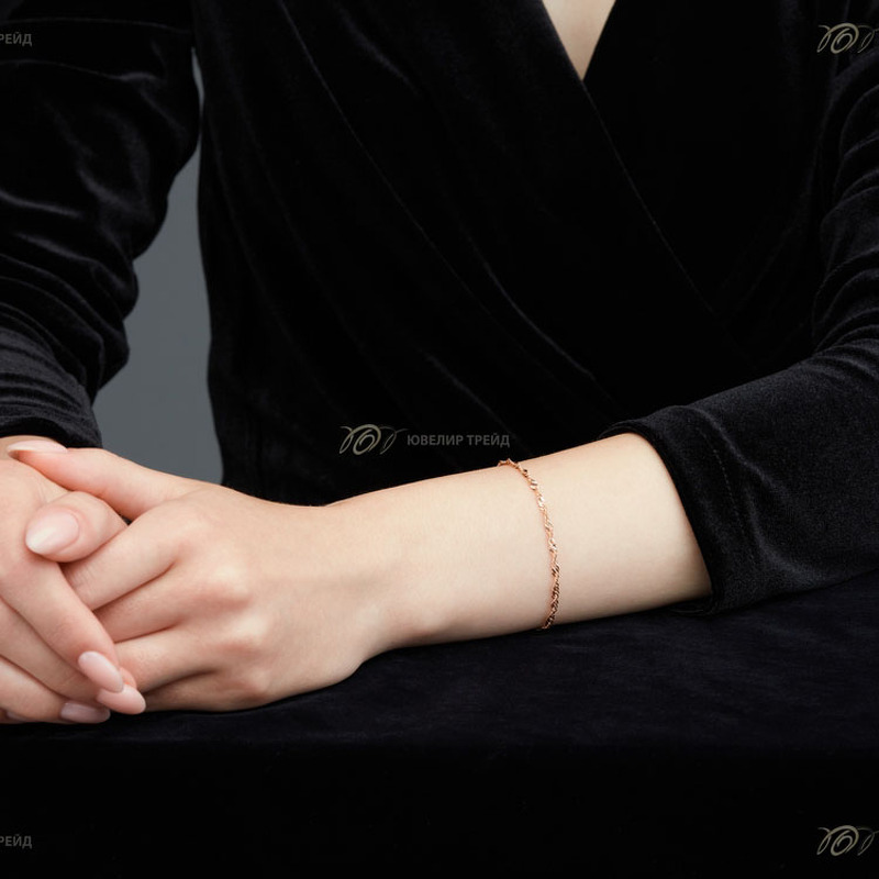 Золотой браслет «Сингапур» с алмазной огранкой