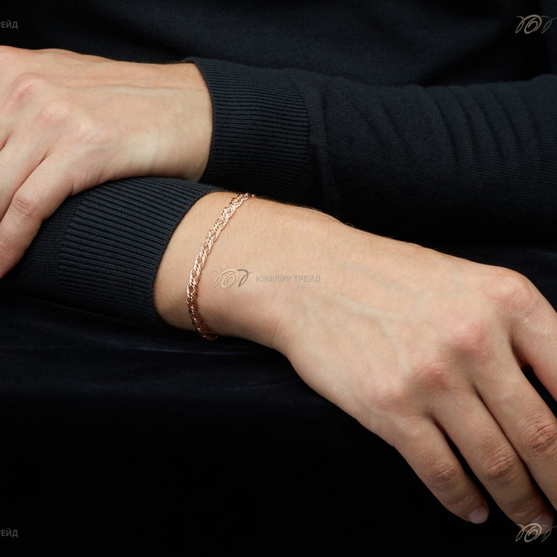 Золотой браслет «Ромб тройной» с алмазной огранкой