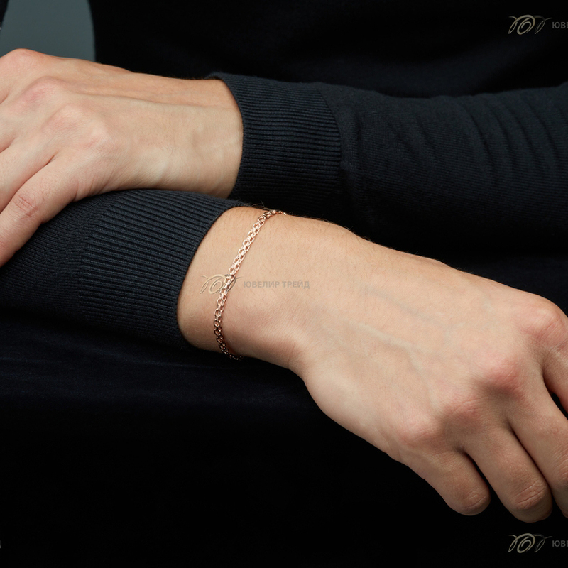 Золотой браслет «Бисмарк» с алмазной огранкой