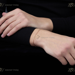 Золотой браслет «Сердечко» с алмазной огранкой