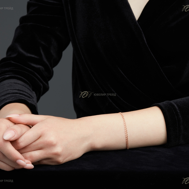 Золотой браслет «Сердечко» с алмазной огранкой