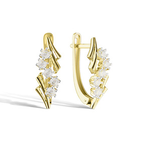 Серьги из жёлтого золота с фианитами