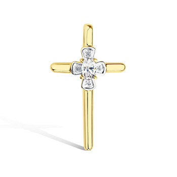 Золотой крест с муассанитом и бриллиантами