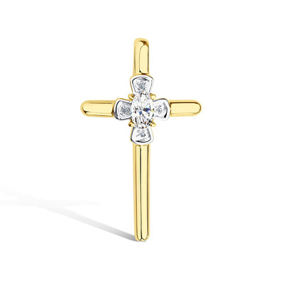 Золотой крест с муассанитом и бриллиантами