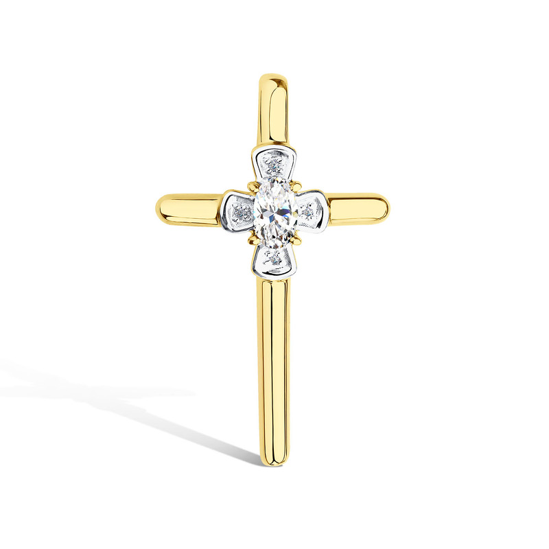 Золотой крест с муассанитом и бриллиантами