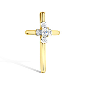 Золотой крест с муассанитом и бриллиантами