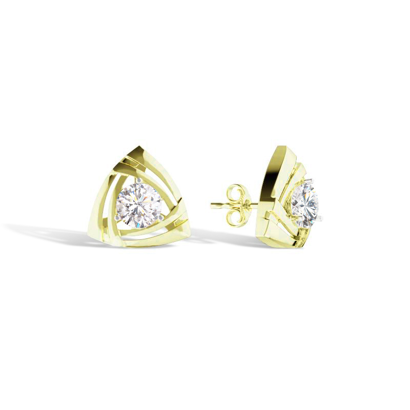 Золотые серьги-пусеты с муассанитом