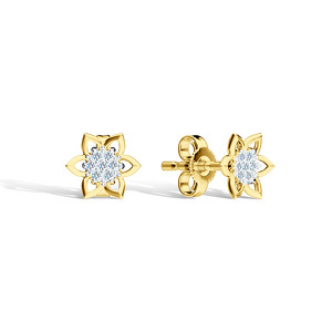 Золотые серьги-пусеты с бриллиантами