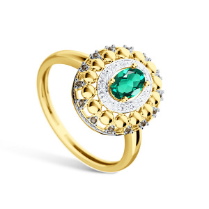 Золотое кольцо с изумрудом и бриллиантами