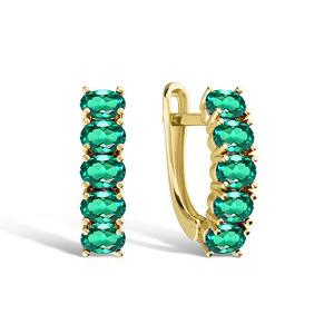 Золотые серьги с изумрудами