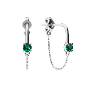 Золотые серьги-пусеты с изумрудом 70-1678