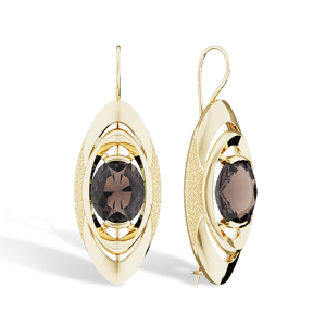 Серебряные серьги с раухтопазом