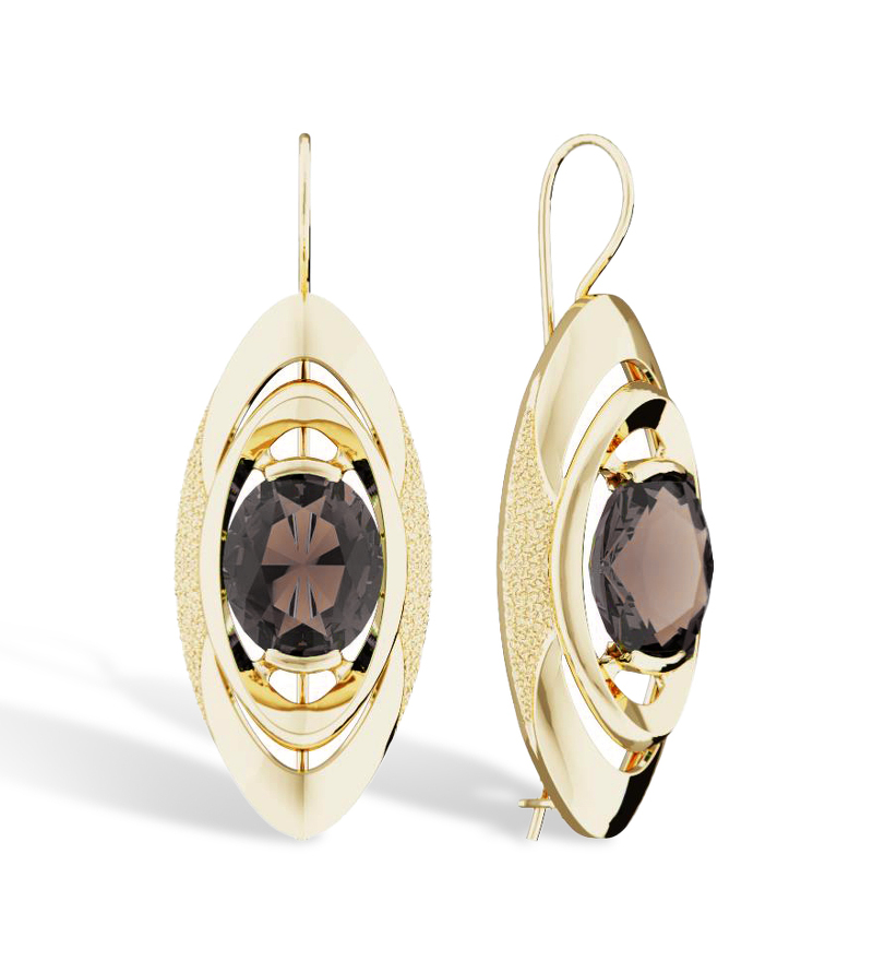 Серебряные серьги с раухтопазом