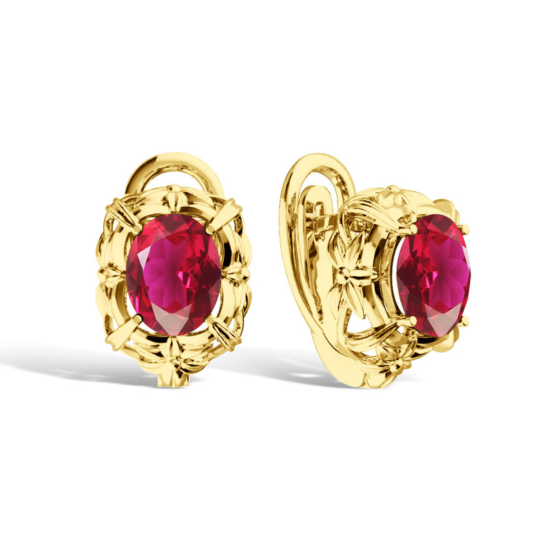 Серебряные серьги с рубином