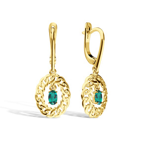 Серебряные серьги с изумрудом