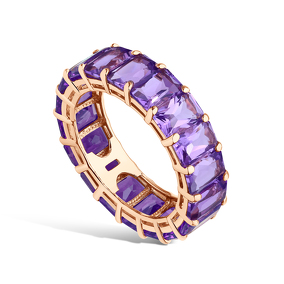 Серебряное кольцо с аметистами 10-5010