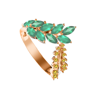 Серебряное кольцо с агатами и цитринами