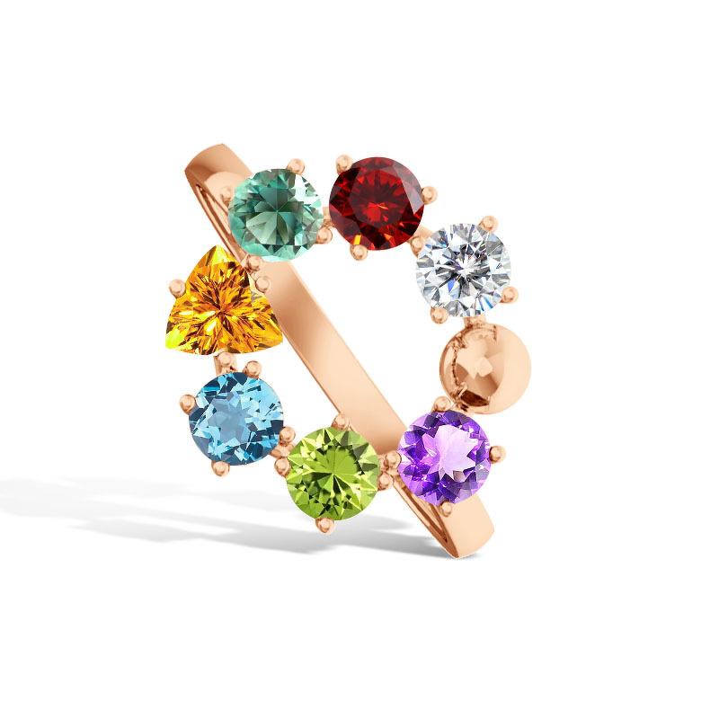 Серебряное кольцо с миксом камней