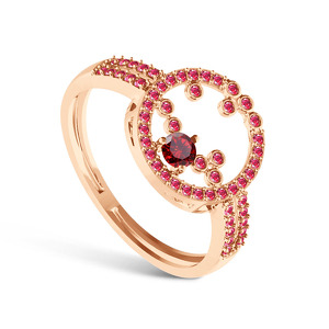 Серебряное кольцо с рубинами и гранатом