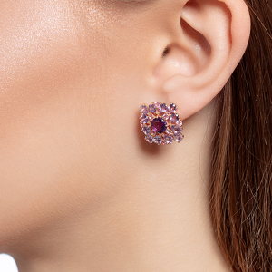 Серебряные серьги с аметистами и турмалинами