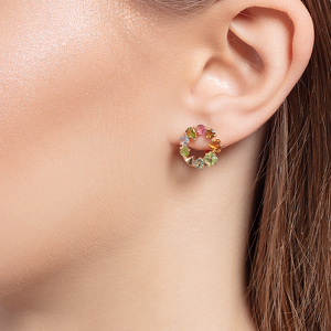 Серебряные серьги с турмалинами, хризолитом и цитрином