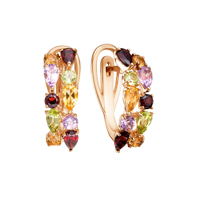 Серебряные серьги с миксом камней