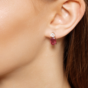 Серебряные серьги с рубином и горным хрусталем